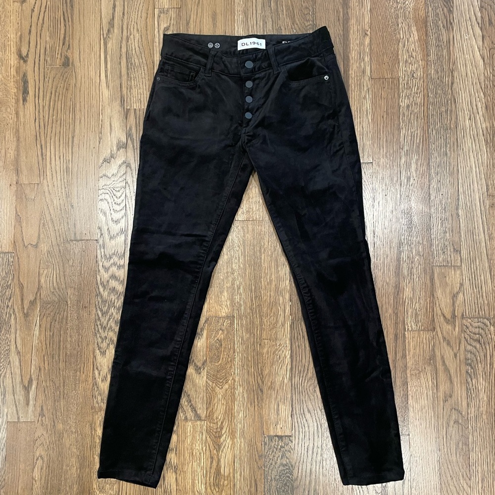 DL1961 Black Velvet Velour Emma Power Leggings 26